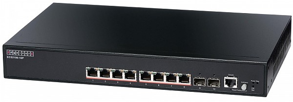Edge-corE ECS2100-10P, Switch inteligentny, 8x 10/100/1000 RJ-45, 2x slot SFP, PoE, 9" (19")