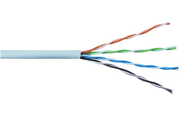 Kabel UTP, skrętka, kat5E, linka, wewnętrzna, szara, 4x2x26 AWG, 305m
