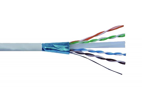 Kabel skrętka FTP (F/UTP), kat6, linka, wewnętrzny, szary, 4x2x26 AWG, 305m