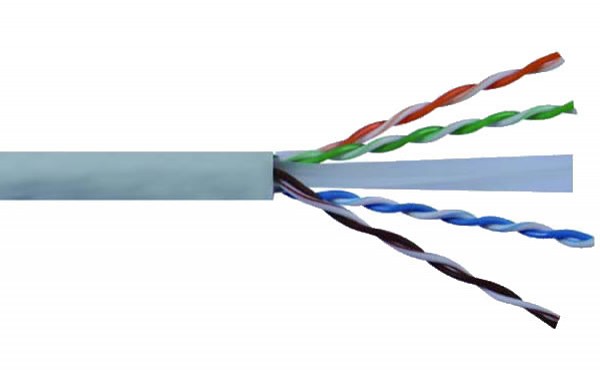 Przewód U/UTP Wave Cables, kat.6, wewnętrzny, szary, LSOH/LSZH, 4x2x23 AWG, Cu, 305 m, drut 
