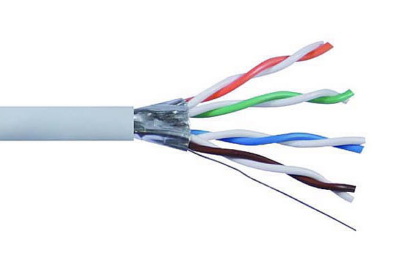 Przewód U/FTP Wave Cables, kat.6A, wewnętrzny, szary, LSOH/LSZH, 4x2x23 AWG, Cu, 305 m, drut 