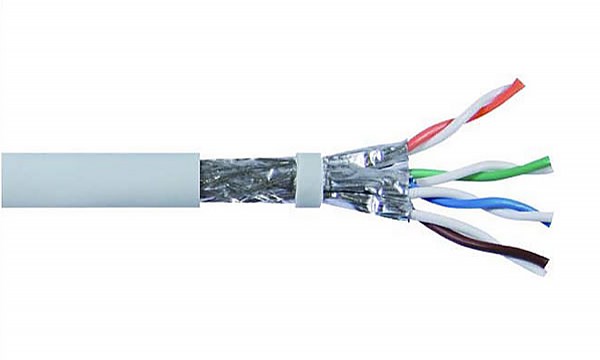 Przewd S/FTP Wave Cables, kat.7, wewntrzny, szary, LSOH/LSZH, 4x2x23 AWG, Cu, 305 m, drut 