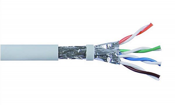 Przewód S/FTP Wave Cables, kat.7, wewnętrzny, szary, LSOH/LSZH, 4x2x23 AWG, Cu, 305 m, drut 