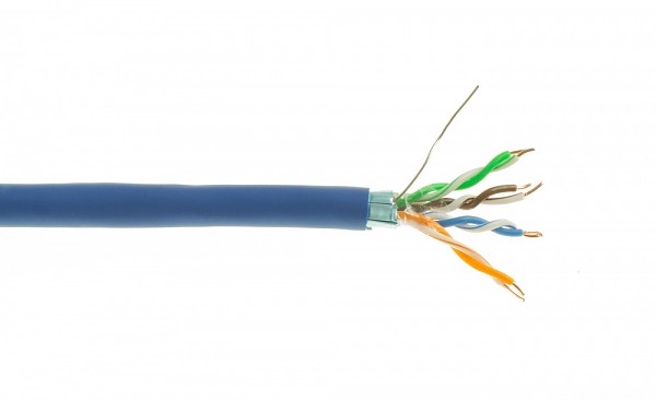 Przewód F/UTP Wave Cables, kat.5E, wewnętrzny, niebieski, LSOH/LSZH, 4x2x24 AWG, Cu, 305 m, drut 