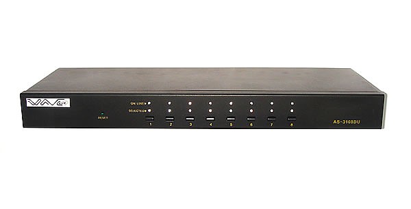 Przełącznik KVM, 8 do 1, konsola PS/2 lub USB, porty PC PS/2 i USB, 19" rack (Wave KVM)