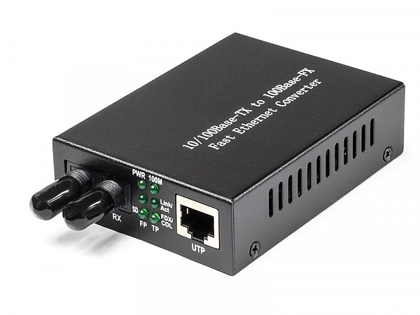 Konwerter 10/100 Mbps RJ-45/ST, MM 1310nm, 2km (Wave Optics, WO-KA-MDT-002K) 