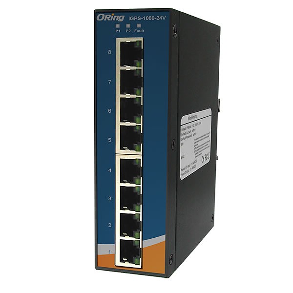 Switch niezarzdzalny, 8x 10/1000 RJ-45 PoE, obudowa slim (ORing IGPS-1080-24V) 