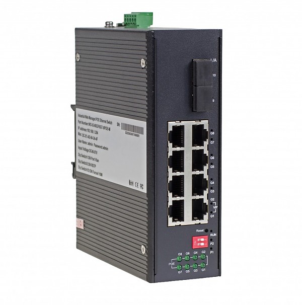 Switch zarządzalny 8x 100/1000 RJ-45 PoE, 2x 1000 SFP (Wave Industrial WO-IS-M2GF8GT-8POE-M) 