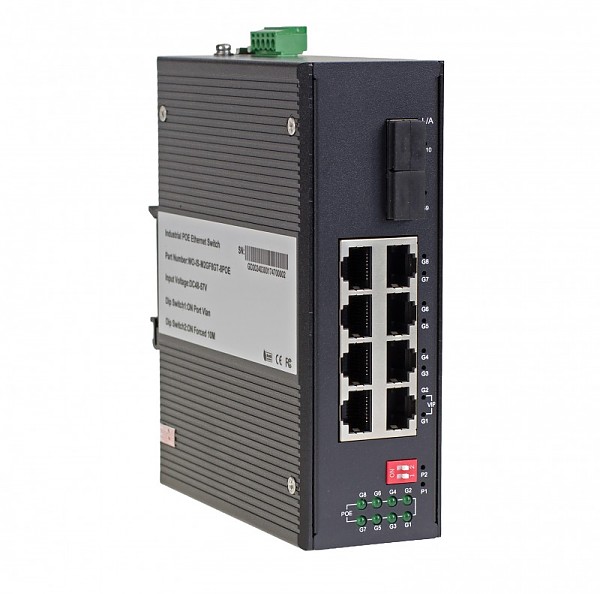 Switch przemysowy niezarzdzalny 8x 100/1G RJ-45 PoE, 2x 1G SFP (Wave Industrial WO-IS-M2GF8GT-8POE)