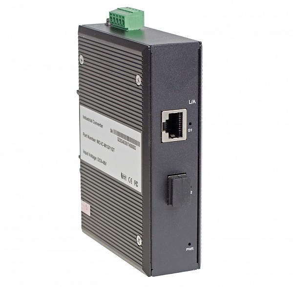 Konwerter przemysowy 1x 100/1000TX (RJ-45) + 1x 1000FX (SFP) (Wave Industrial WO-IC-M1GF1GT)