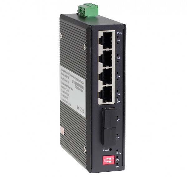 Switch niezarządzalny 4x 100/1000 RJ-45 PoE, 2x 1000 SFP (Wave Industrial WO-IS-M2GF4GT-4POE-M) 