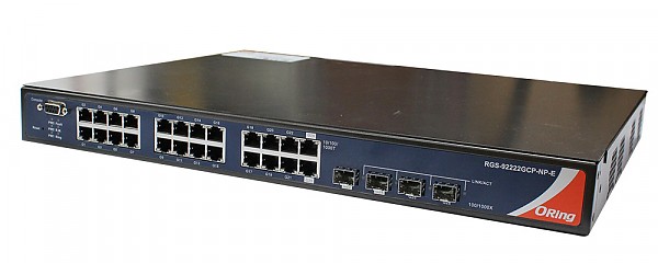 RGS-92222GCP-NP-E, Switch przemysłowy zarządzalny, 22x 10/1000 RJ-45 + 2 sloty COMBO SFP / RJ-45 + 2 sloty SFP, O/Open-Ring <30ms