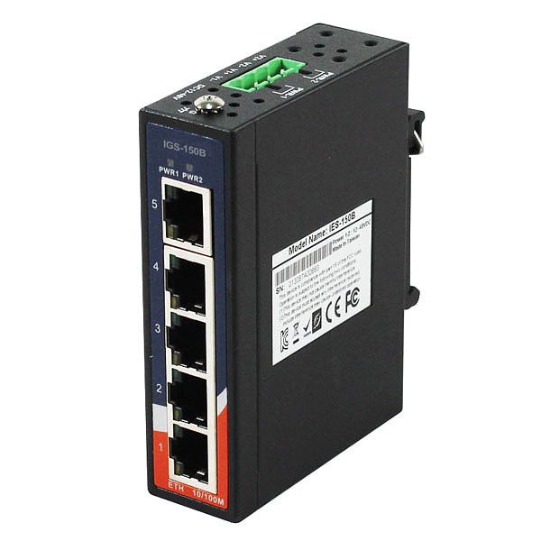 IGS-150B, Switch przemysłowy niezarządzalny, DIN, 5x 10/1000 RJ-45, obudowa slim