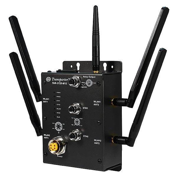 TAR-3120-M12, Bezprzewodowy router przemysowy 3G, EN50155, 2x 10/100 LAN (M12) + 1x 802.11a/b/g (WLAN) + Modem GSM 