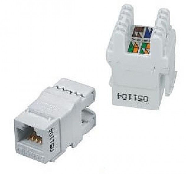 Gniazdo keystone, 8p8c (RJ-45), nieekranowane, kat. 5e, typu Krone zaciskane z tyłu