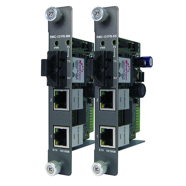 RMC-121FB-MM, Media konwerter przemysłowy 2x 10/100TX (RJ-45) + 1x 100FX (MM SC) card type 
