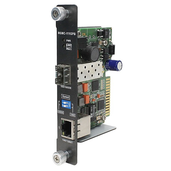 Konwerter 1x 100/1000TX (RJ-45) + 1x 100/1000FX (SFP) card type (ORing RGMC-111GPB) 