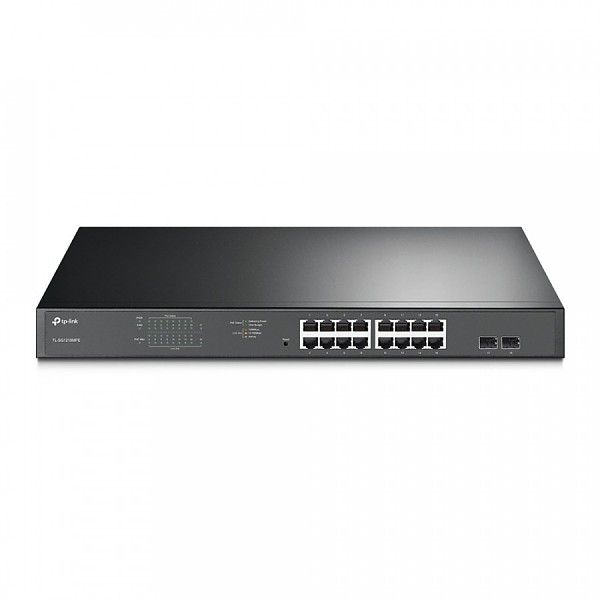 Switch niezarzdzalny, 16x 10/100 RJ-45, 2x 10/100/1000 RJ-45, 2x SFP, PoE+ (TP-Link TL-SL1218MP) 