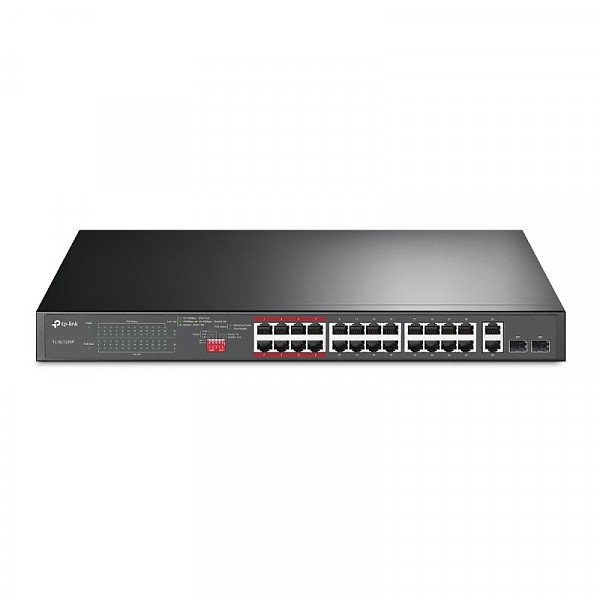 TP-Link TL-SL1226P, Switch niezarzdzalny, 24x 10/100 RJ-45, 2x 10/100/1000 RJ-45, 2x SFP, PoE+