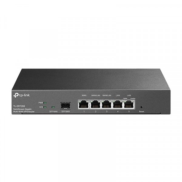 Gigabitowy router VPN SafeStream, 5x 10/100/1000 RJ-45, 1x slot SFP, desktop (TP-Link TL-ER7206) 