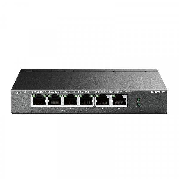 Switch niezarzdzalny, 6x 10/100 RJ-45, PoE+, desktop (TP-Link TL-SF1006P) 