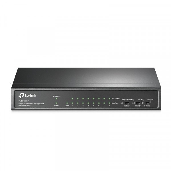 Switch niezarzdzalny, 9x 10/100 RJ-45, PoE+, desktop (TP-Link TL-SF1009P) 