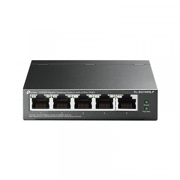 TP-Link TL-SG1005LP, Switch niezarzdzalny, 5x 10/100/1000 RJ-45, PoE+, desktop