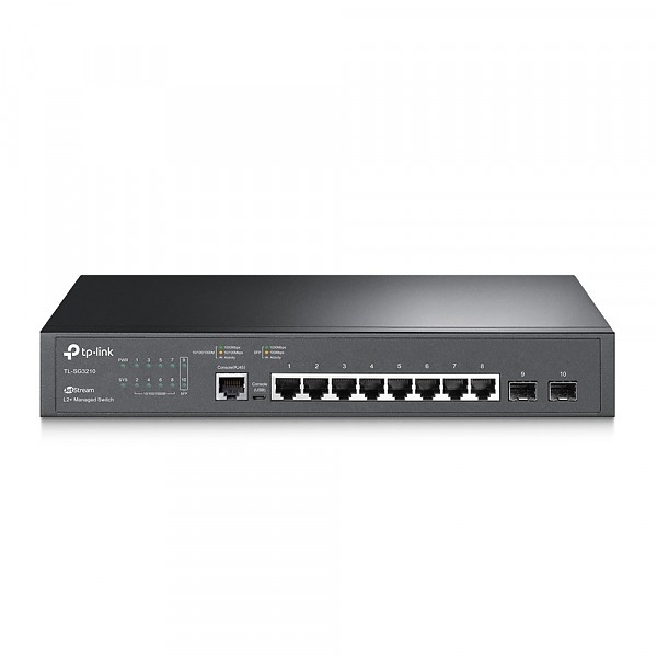 Switch zarzdzalny, 8x 10/100/1000 RJ-45, 2x slot SFP, 11,6" z uchwytami na 19" (TP-Link TL-SG3210) 