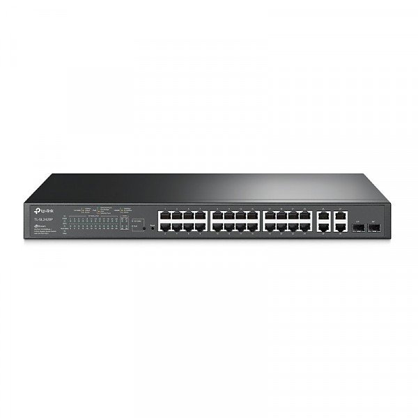 Switch inteligentny, 24x 10/100 RJ-45, 2x 10/100/1000 RJ-45, 2x SFP, PoE+, 19" (TP-Link TL-SL2428P) 