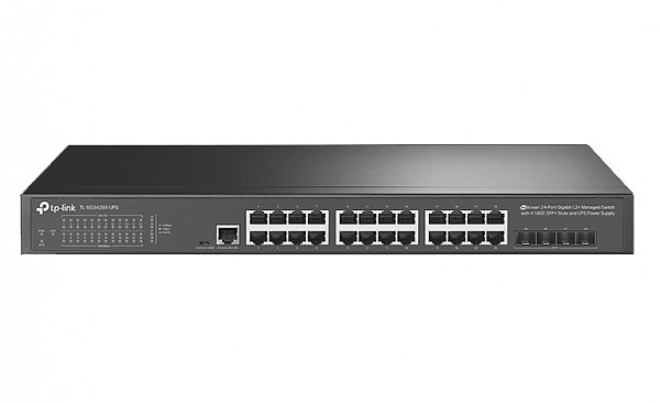 TP-Link TL-SG3428X-UPS, Switch zarządzalny, 24x 10/100/1000 RJ-45, 4x slot 10G SFP+, Zasilacz UPS, 19"