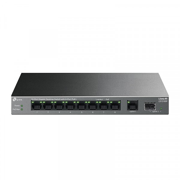 Switch niezarządzalny, 9x 10/100/1000 RJ-45, 1x slot SFP, PoE+, desktop (TP-Link LS1210GP) 