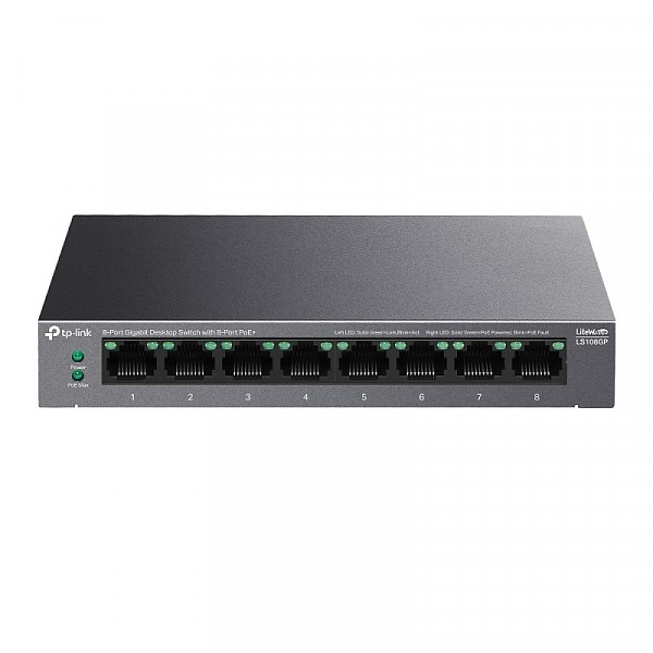 Switch niezarządzalny, 8x 10/100/1000 RJ-45, PoE+, desktop (TP-Link LS108GP) 