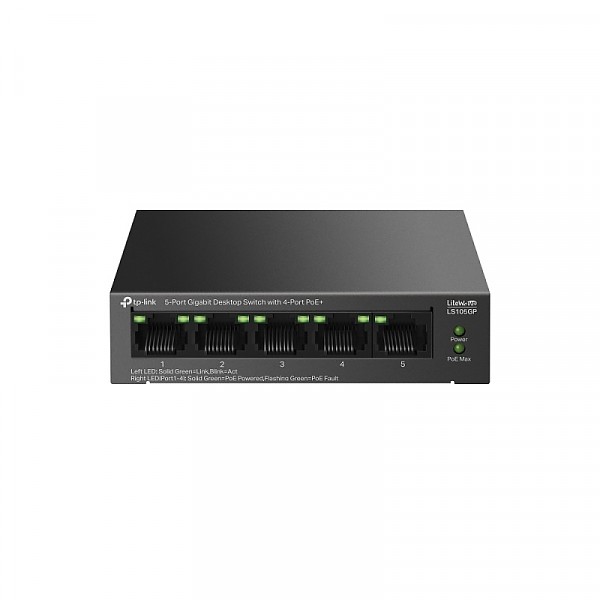 Switch niezarządzalny, 5x 10/100/1000 RJ-45, PoE+, desktop (TP-Link LS105GP) 