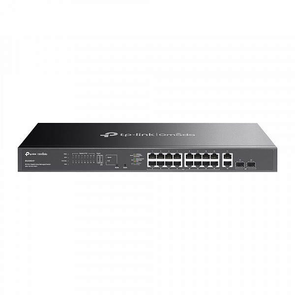 Switch zarządzalny, 18x 10/100/1000 RJ-45, 2x slot SFP, PoE+, 19" (TP-Link ES220GMP) 