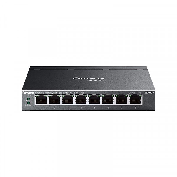 Switch zarządzalny, 8x 10/100/1000 RJ-45, PoE+, desktop (TP-Link ES208GP) 